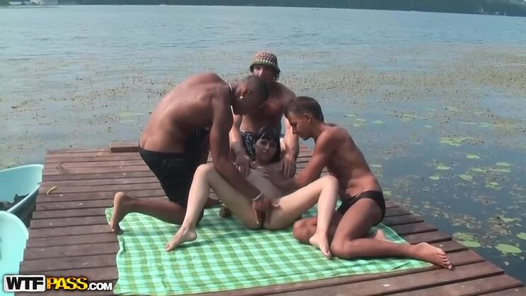 Outdoor Threesome with Anal & Facial