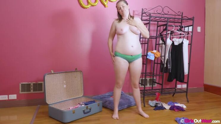 [GirlsOutWest] - Hairy Sarah Masturbates with Big Tits Out