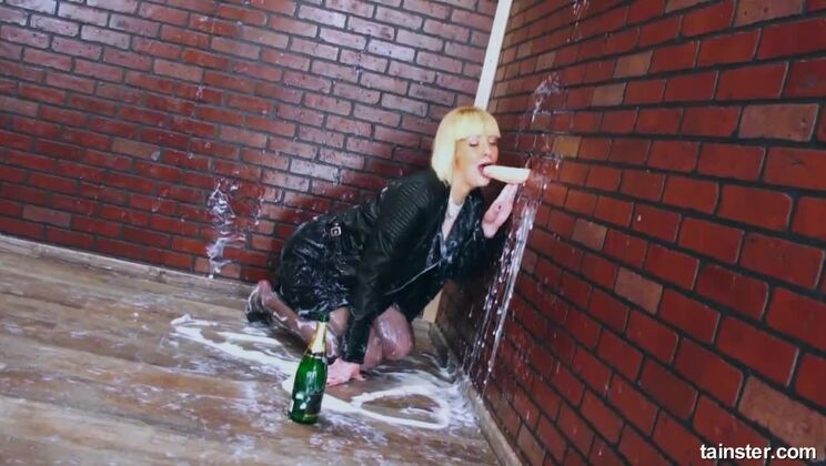 Cum Filled Fetish: Blonde in Leather and Lingerie