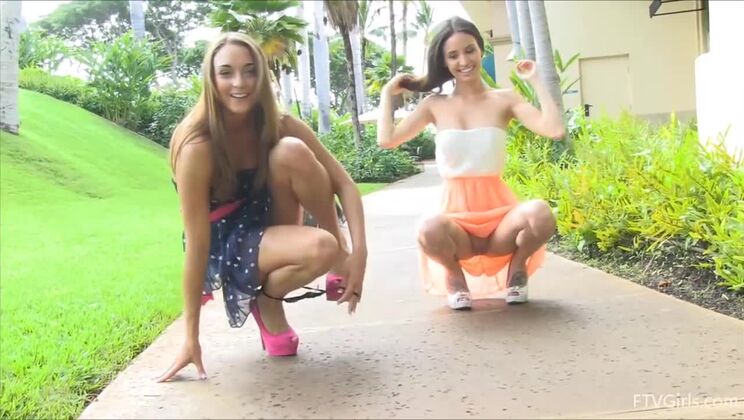 Lesbian Teens Shopping and Getting Wet - Aubrey & Mary