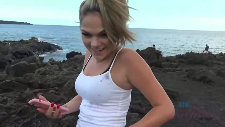 [ATKGirlfriends] - Athena Faris Hawaii Beach Solo Fun