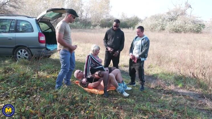 Mature Woman Amy Takes 4 Men in Interracial Sex