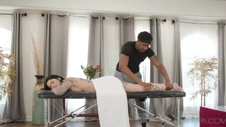 [KinkySpa] - Leigh Raven's Hot Massage Turns Into Rough Interracial Sex - Leigh Raven