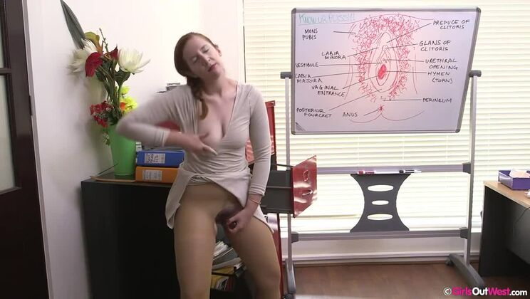 [GirlsOutWest] - Mature Darcy in Stockings Fucks Herself - Darcy