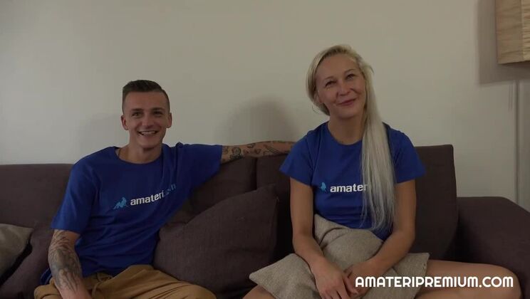 [AmateriPremium] - Blonde MILF Martina Enjoys Deepthroat with Couple
