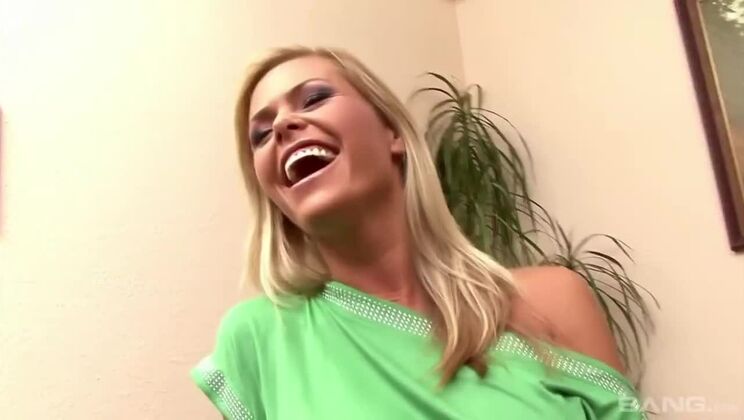 Blonde Hairy Girl Masturbates with White Sex Toy