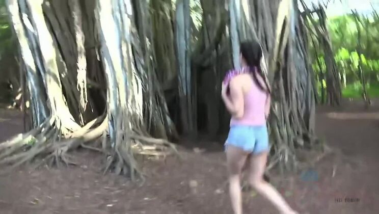 Small-Tits Brunette Jade Amber Goes Wild in Hawaii