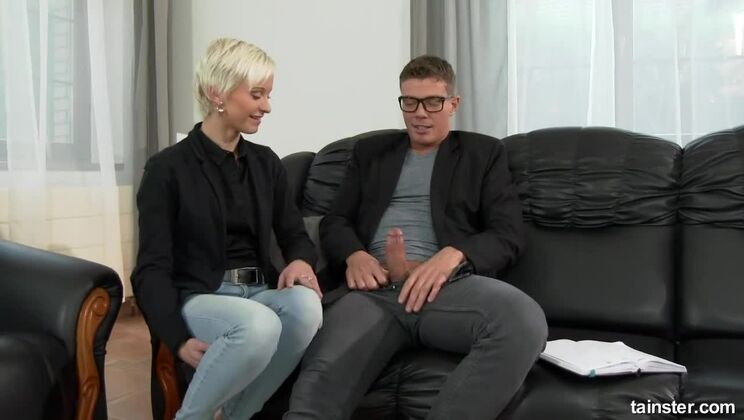 Cumshot from Blonde Student