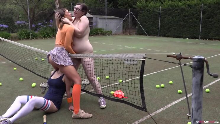 [GirlsOutWest] - Hairy Brunette MILF Fucks in Stockings Outdoor