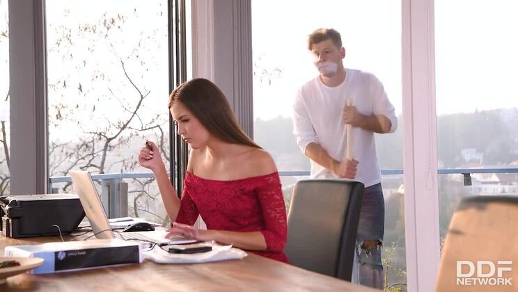 [OnlyBlowjob] - Brunette Cindy Shine Deepthroats in the Office