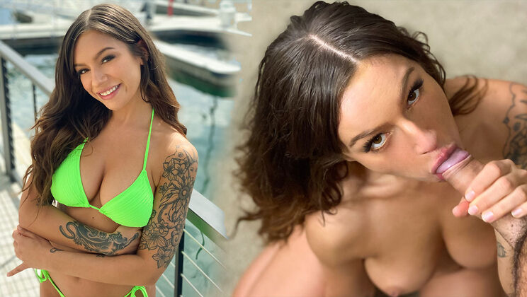 April Olsen Kneeling For Romeo Mancini's Cock