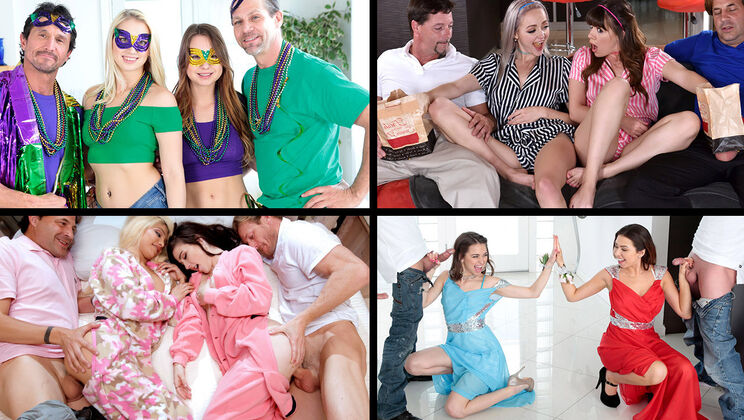 [TeamSkeetSelects] - Hot Daughters Swapping Cocks - Deep Throat & Anal