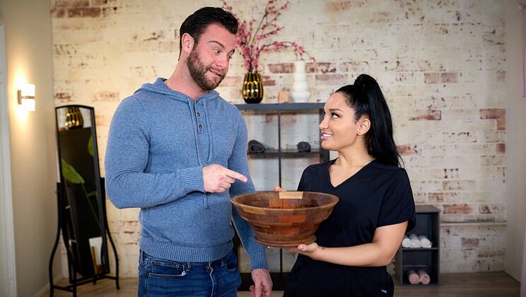 [NuruMassage] - Brunette Squirts on Tits - Seth Gamble - Gabi Paltrova