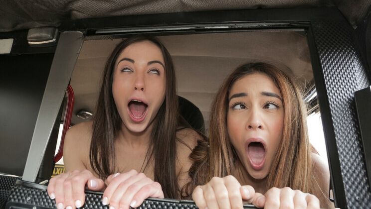 [FakeTaxi] - Lesbians Cum on Cab Driver's Face