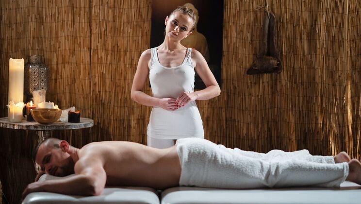 Oiled Up Blonde with Small Tits and Tattoos