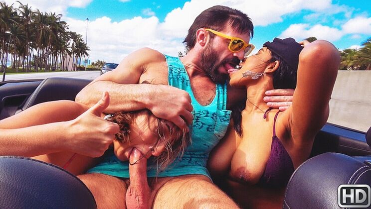 [RKPrime] - Public Beach Threesome - Natural Tits, Squirt & Cum on Tits - Jenna Foxx - Charles Dera - Ashley Adams