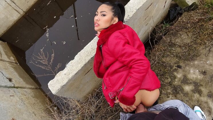 Thai Lady Gives Handjob in Car Before Fucking