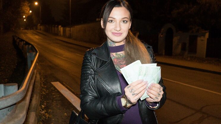 [PublicAgent] -  Public deepthroat and cum swallow with tattooed slut 