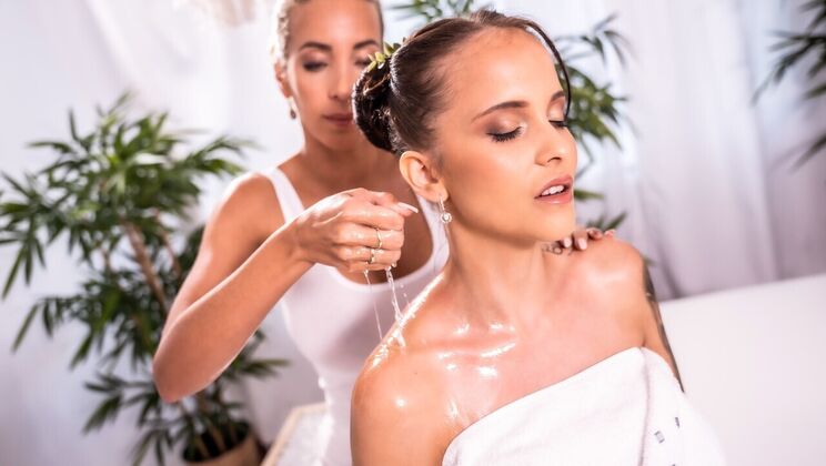 [MassageRooms] - Massage Leads to Wet Pussy Licking and Ass Fingering - Jennifer Mendez - Emily Bright