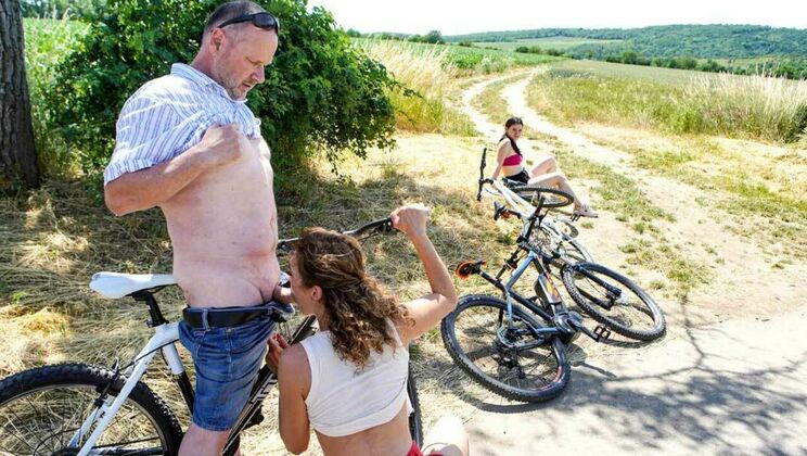 [GrandparentsX] - Threesome Frenzy: Bike, Blowjob, and Cumshot Galore