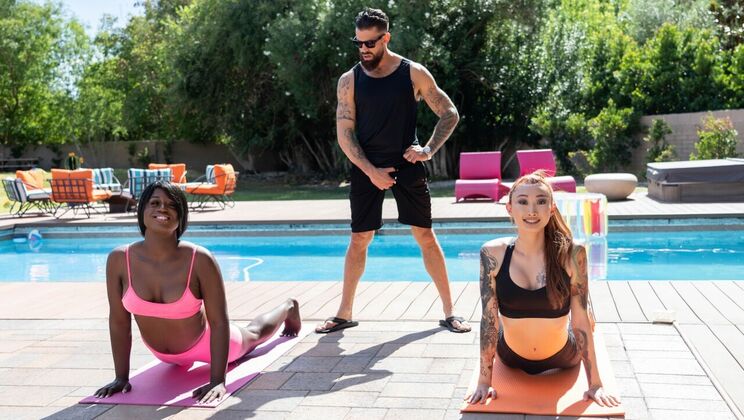 [TransAngels] - Black Girl Gets Fucked by Big White Cock in Yoga - Alpha Wolfe - Billie Beaumont - Ana Andrews