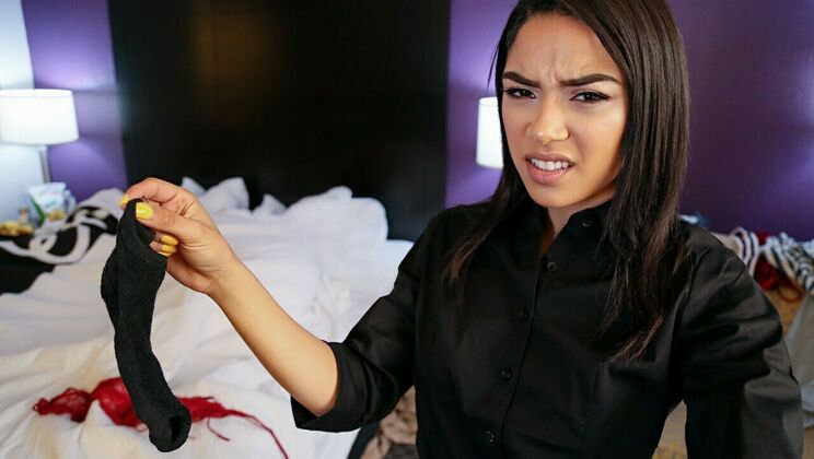 [IKnowThatGirl] -  Small Tits Maid Watches Deepthroat Action 