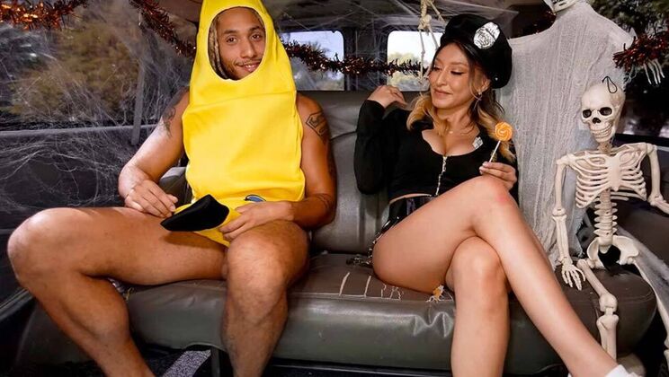 [BangBus] - Swalloween Uniform Car Sex - Derek Savage - Mads Flores