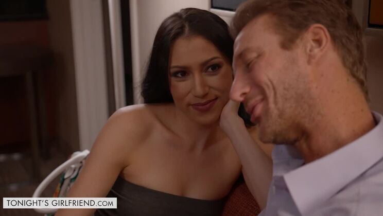 Hot lingerie babe follows orders from dominant visitor in hotel