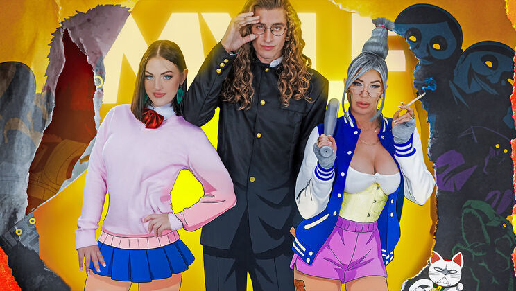 [BadMilfs] - Blonde MILF & Brunette Fuck Ghosts Out in Threesome - Lolly Dames - Giovanni - Lucy Lotus