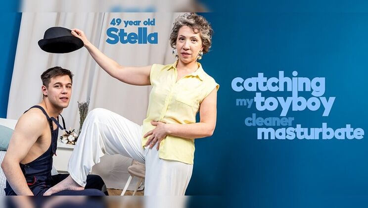 Older cougar Stella catches her cleaner, gets nude for tit sucking and fucking.