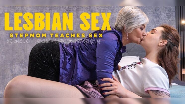 Hairy Mature Arwen Gives Young Scarlett Lessons in Pussy and Ass Licking