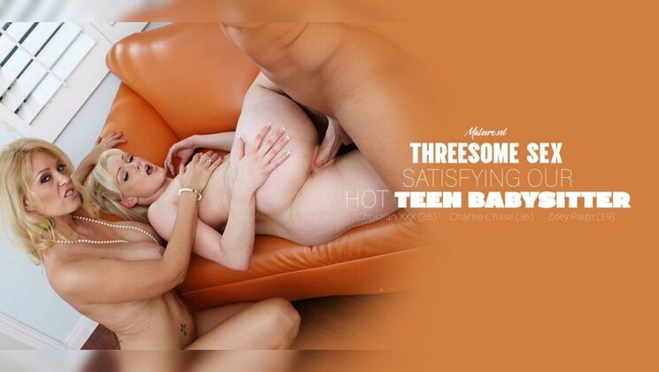 Threesome with Shaved MILF Charlee Chase, Blonde Teen Zoey, and Big Dick Christian