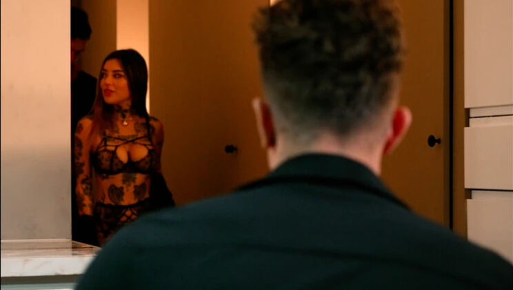 Lingerie and voyeur fun - my wife, her men, and me watching