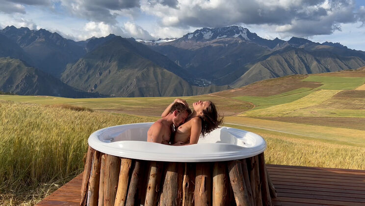 Nate & Rain Hot Tub Sex Machine: Kissing and Breast Play