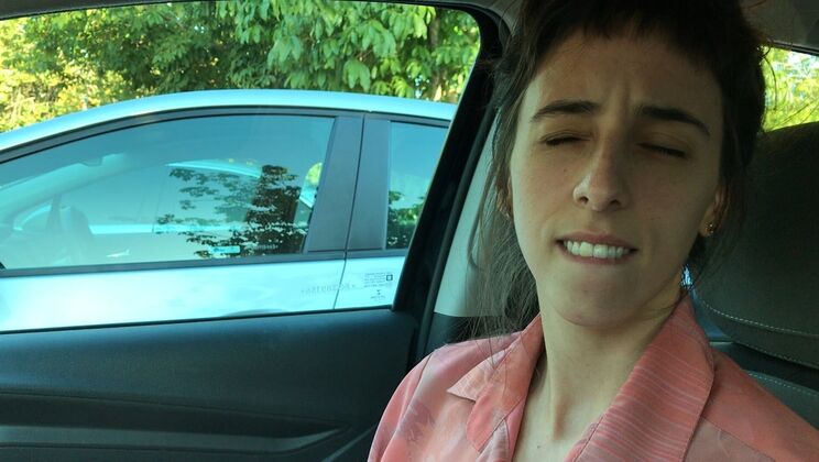Car Masturbation POV with Brown Hair Fe