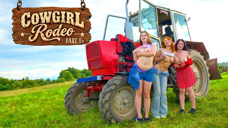 Outdoor Lesbian Threesome – Cowgirl Rodeo 1/4 with Three Hot Teens